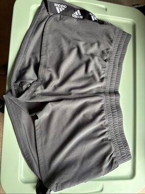 adidas Gray Athletic Running Shorts with Logo Trim